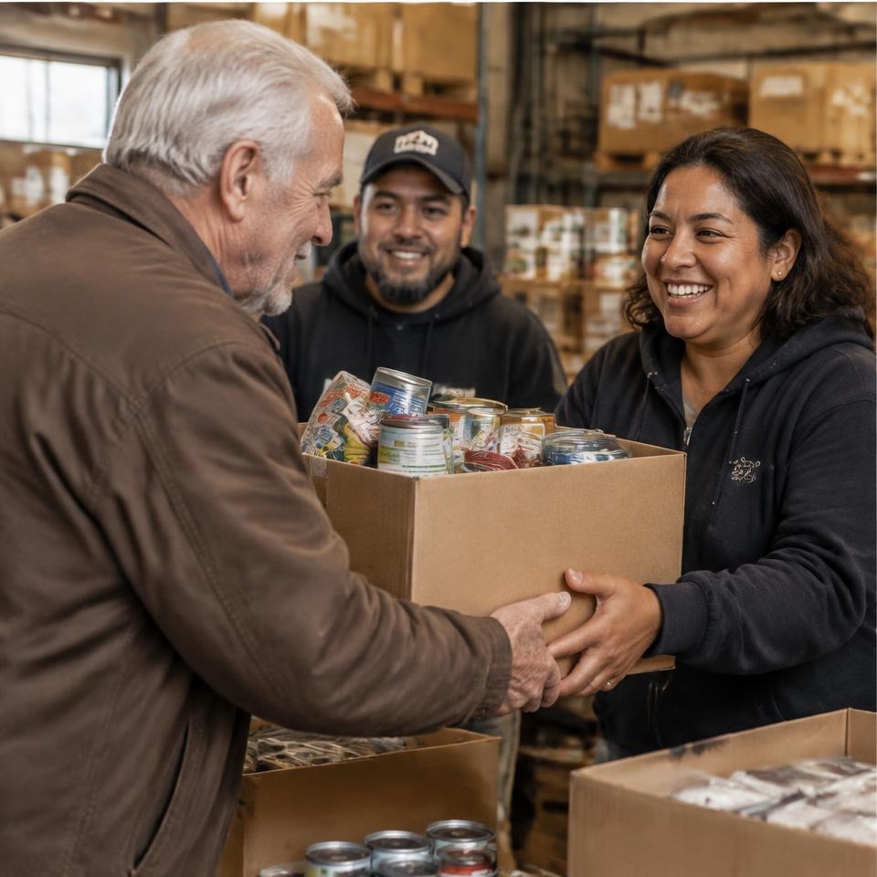 Donor handing groceries to community pantry volunteers